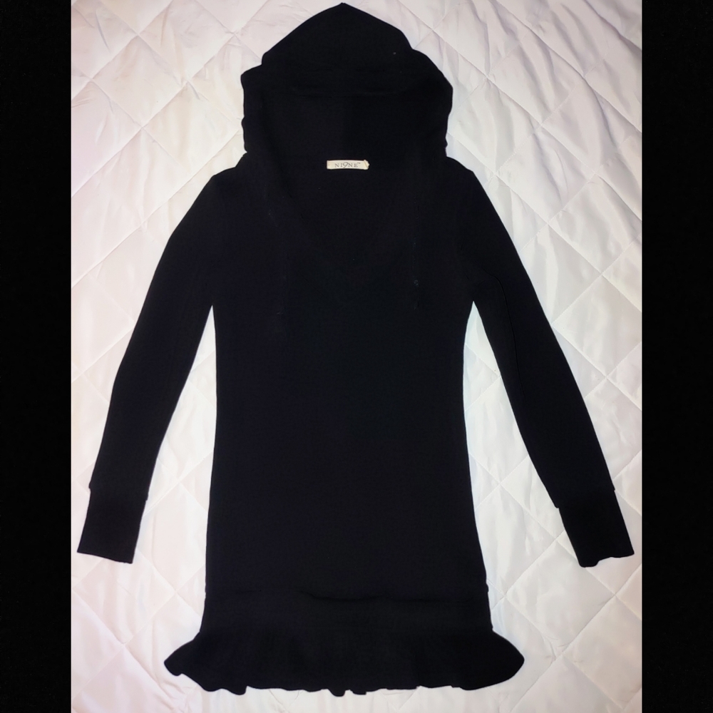 NI9NE Black Hoodie Sweatshirt Dress Small